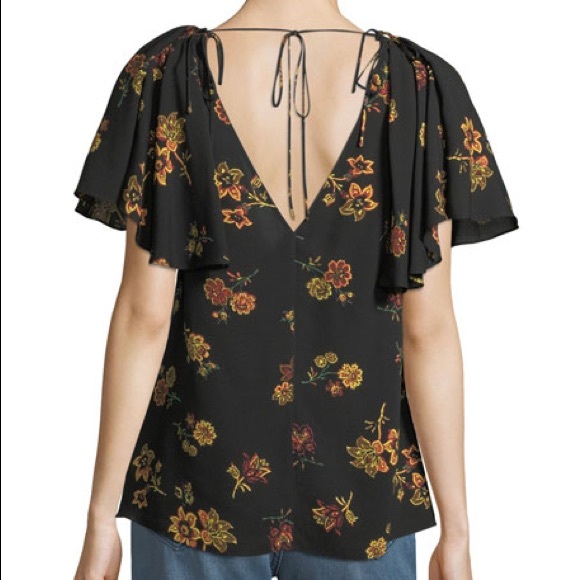 NWT A.L.C. Clara V-Neck Floral-Print Silk Top - Picture 2 of 8
